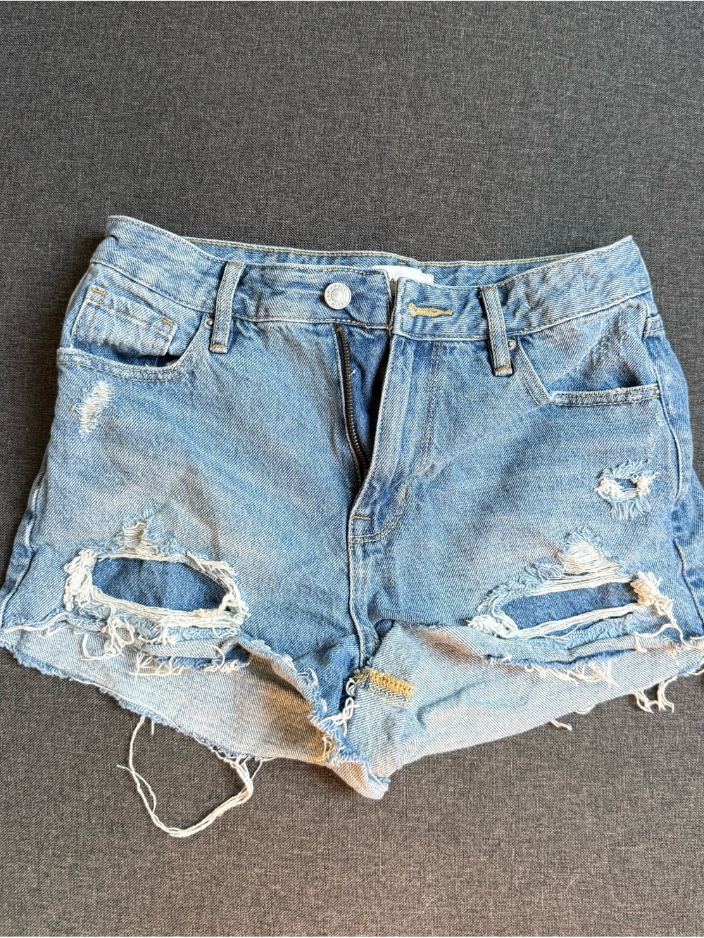 PacSun Light Blue Distressed High-Waist Denim Shorts